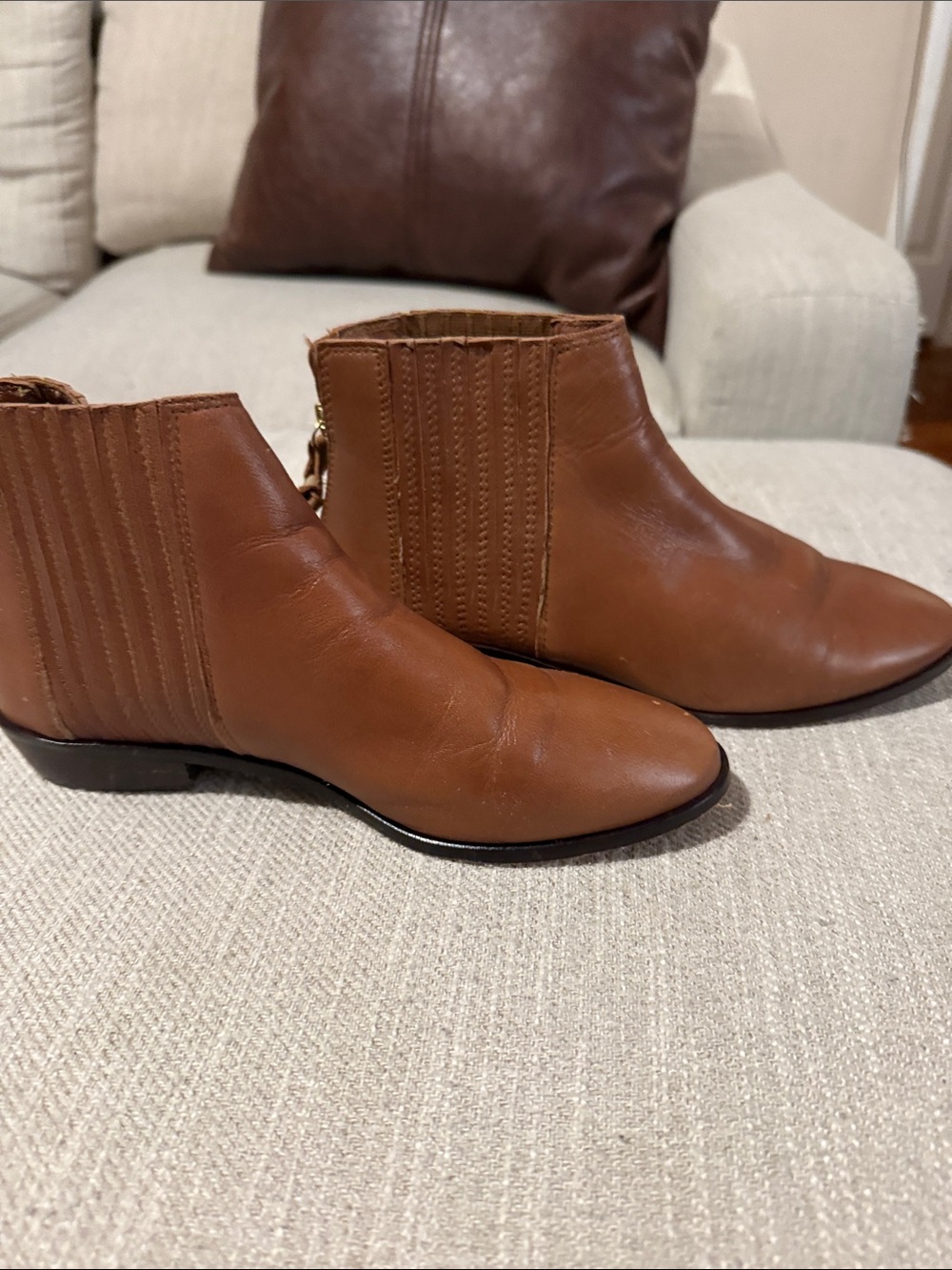 Kenneth Cole Cognac Leather Ankle Booties